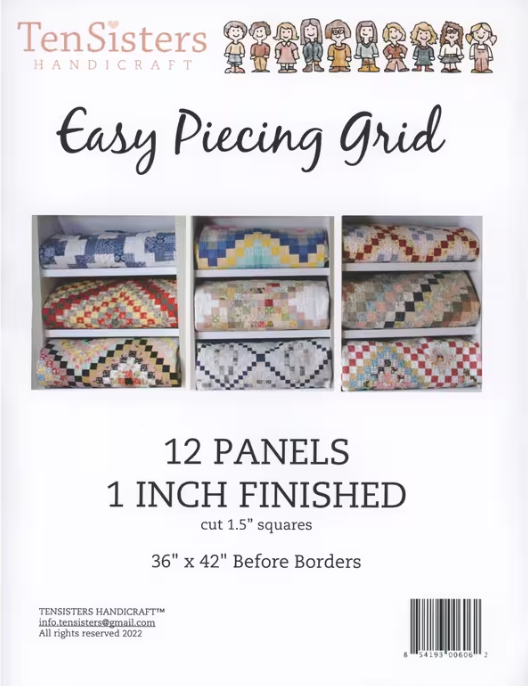 Ten Sisters EasyPiecing grid panels 12-pack 1-inch finished squares