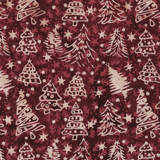Lumin Fabrics Retro Holidays Christmas Trees Red Coral retro Christmas fabric