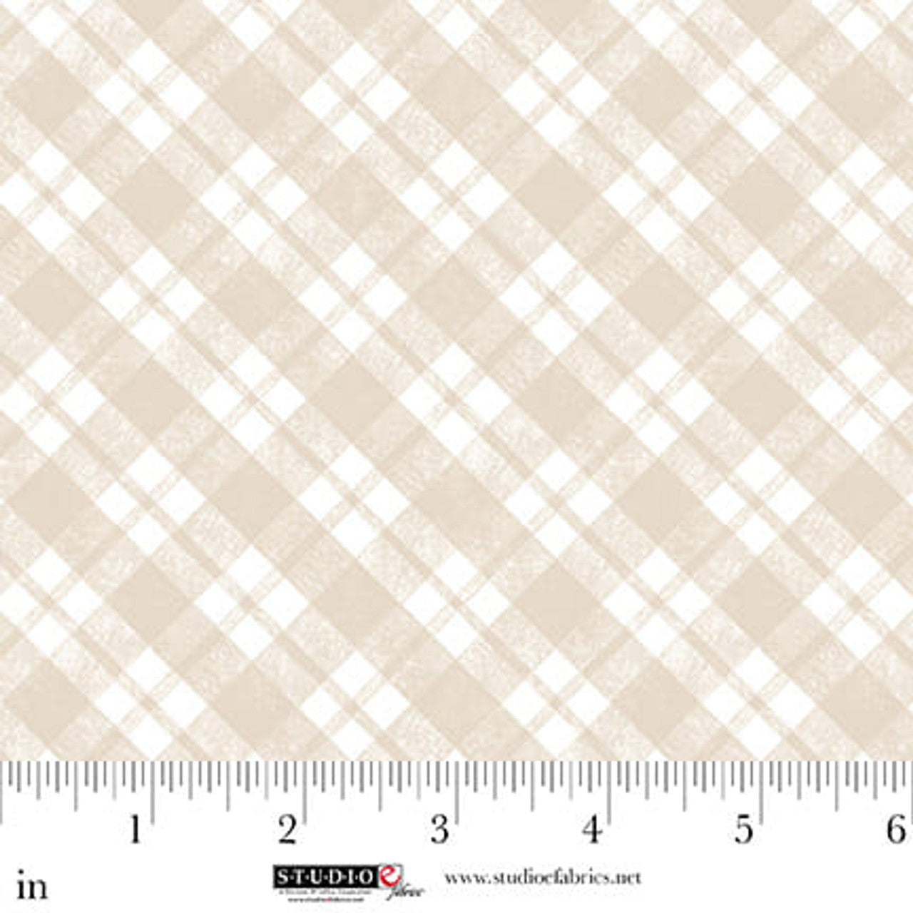 Sleepy Teddy Plaid Oatmeal White cotton quilting fabric