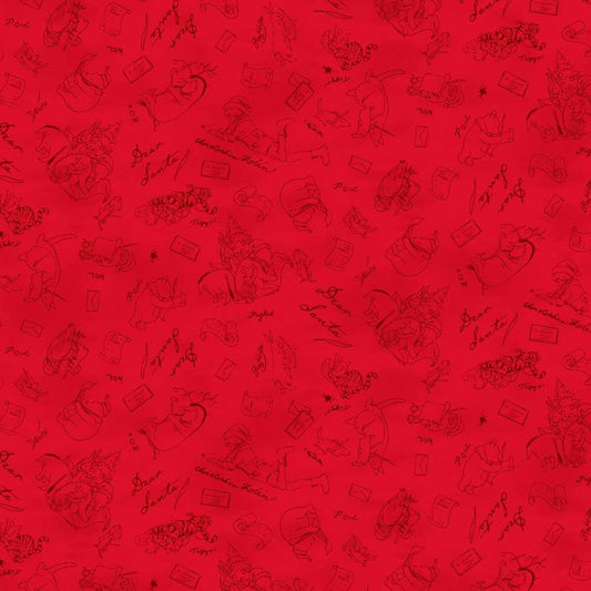 Studio E Christmas at Pooh Corner Red minky cuddle fabric 9123MK-88 with Winnie the Pooh