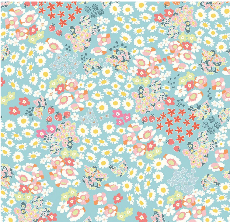 Riley Blake - Minki Kim - Cotton Nook - Flowerbed Aqua - C17971-AQUA