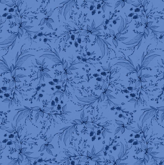 Lumin Amalfi Coast blue dark blue berries leaves W105-006-555 quilting cotton