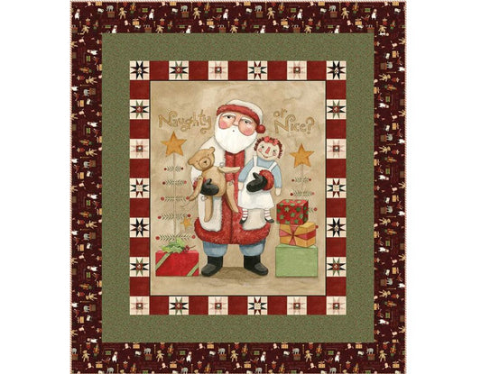 Naughty or Nice panel quilt kit Riley Blake holiday Christmas kit