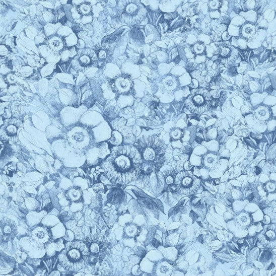 Lumin Patchwork Picnic blue packed floral W105-015-555 quilting cotton