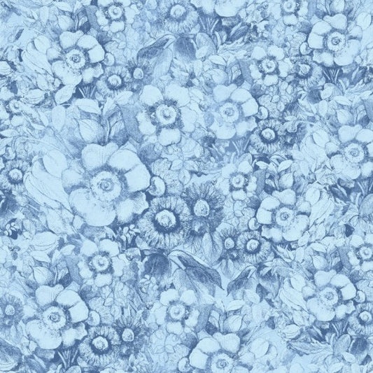 Lumin Patchwork Picnic blue packed floral W105-015-555 quilting cotton