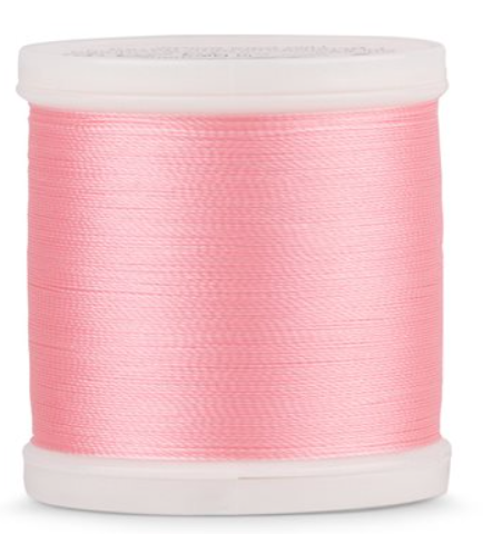 Spool of Madeira Polyneon 40wt thread in Pink Tulip, color 1816