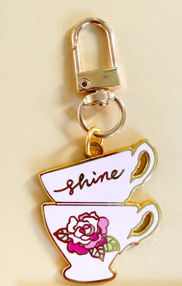 Minki Kim - Pink Teacups Enamel Charm