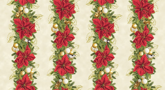 Robert Kaufman Holiday Flourish Forest Glen metallic Christmas cotton in Cream, SKU SRKM-23699-84