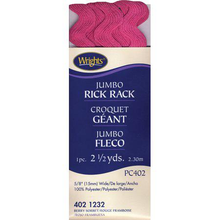 Jumbo rickrack 5/8 inch x 2.5 yard berry sorbet pink trim notion