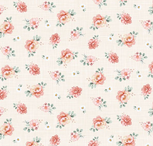 Timeless Treasures - Til the Cows Come Home - VINTANGE FLORAL FLEUR-CD4045  CREAM