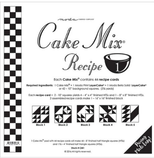 Cake Mix Recipe 1 CM1 44 count paper foundations half square triangle blocks