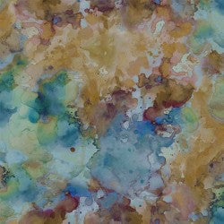 Abstract Watercolor Peacock Michael Miller quilting cotton