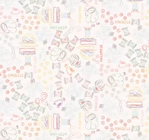 Clothworks - Shop Hop - Meags & Me - Multi Color Digital Line Art Y4797-55