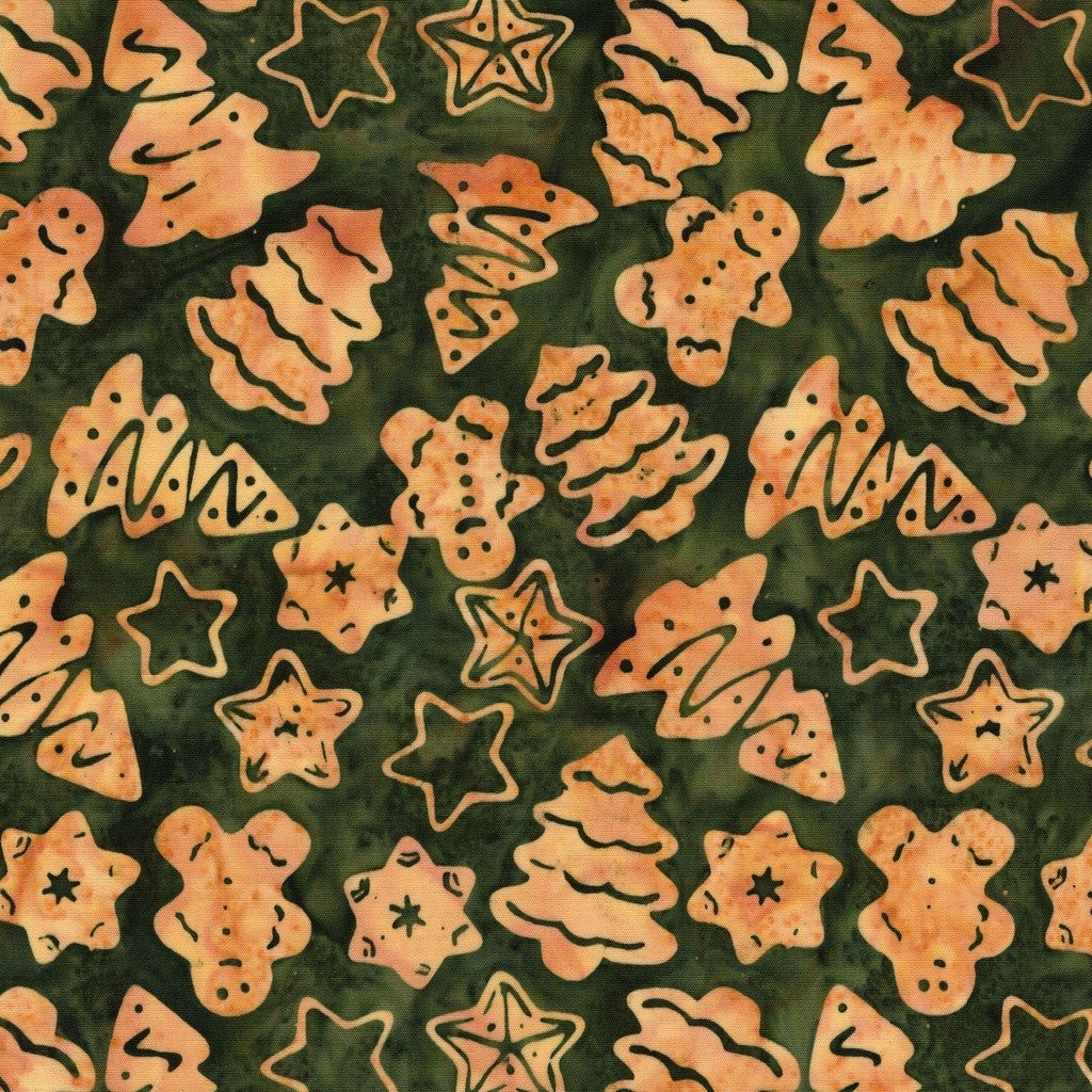 Lumin Fabrics - Jerry Khiev - Holiday Follies - Christmas Cookies - Green Pineneedle