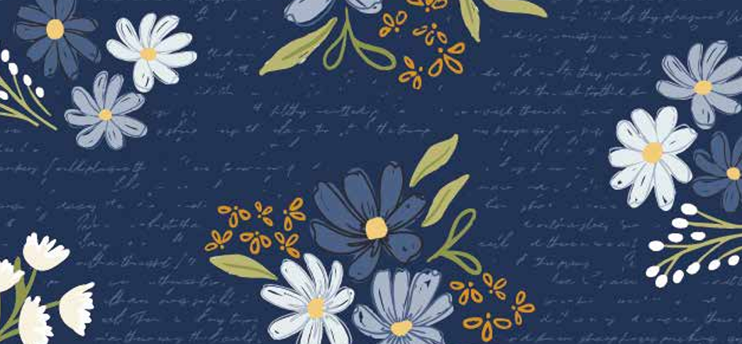 Riley Blake Between the Pages Navy quilting fabric