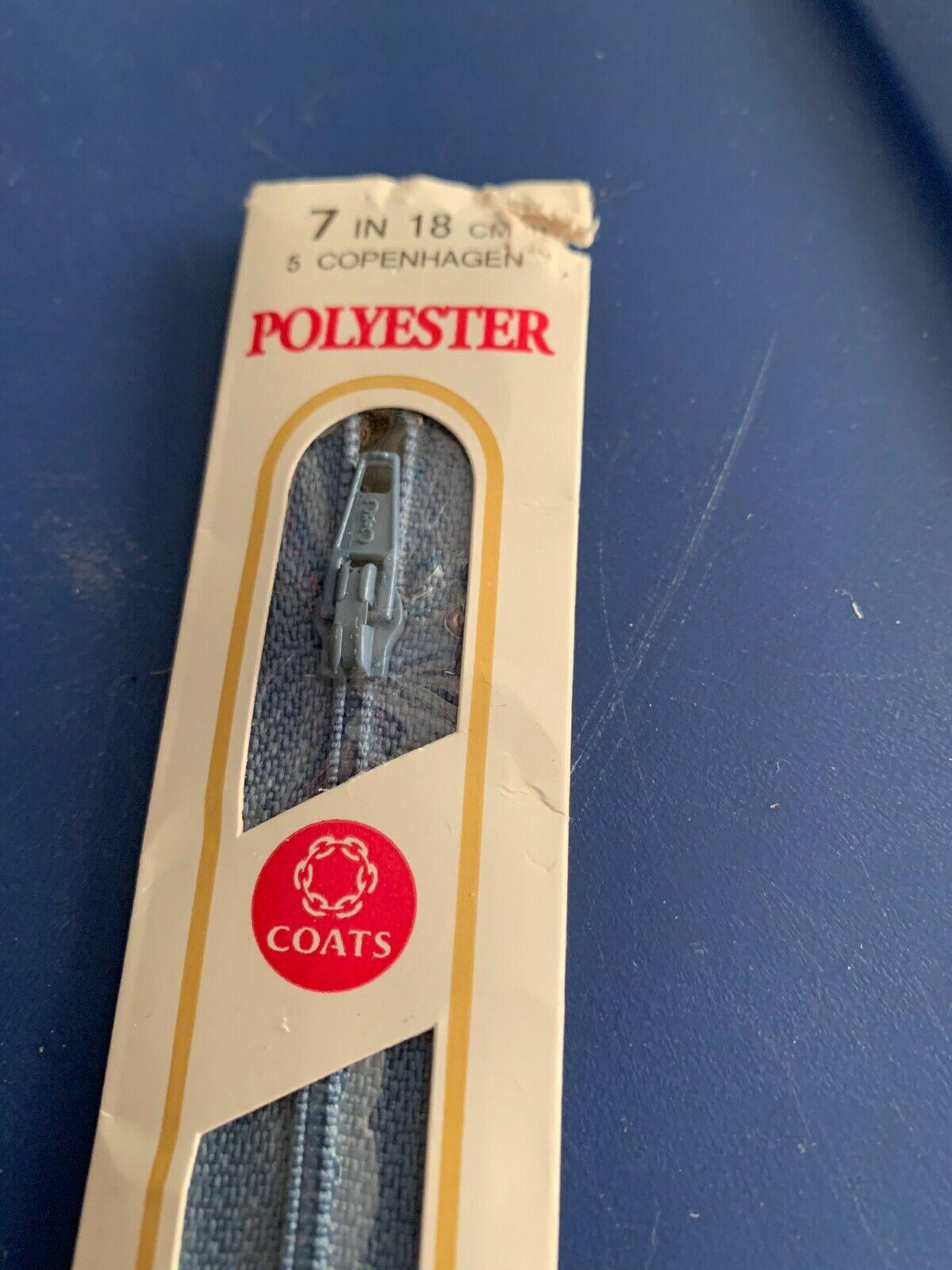 Coats plastic 7 inch Copenhagen blue zipper sewing notion