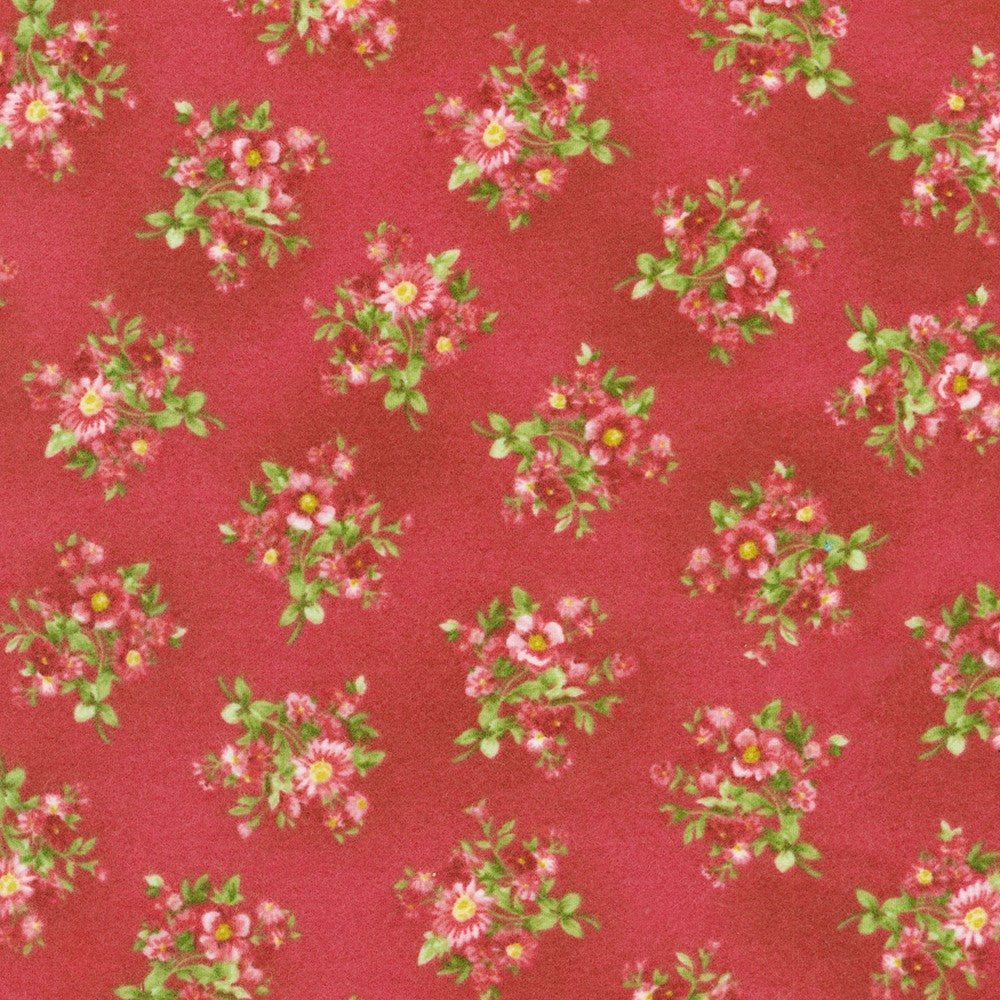 Robert Kaufman Bouquet of Roses Flannel Currant red floral flannel fabric