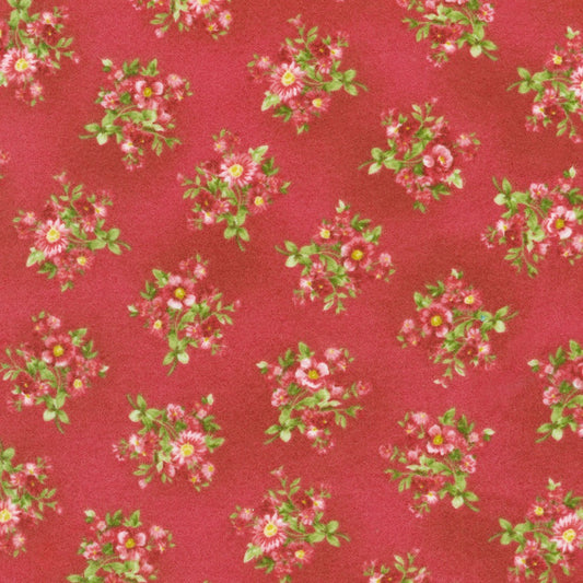 Robert Kaufman Bouquet of Roses Flannel Currant red floral flannel fabric