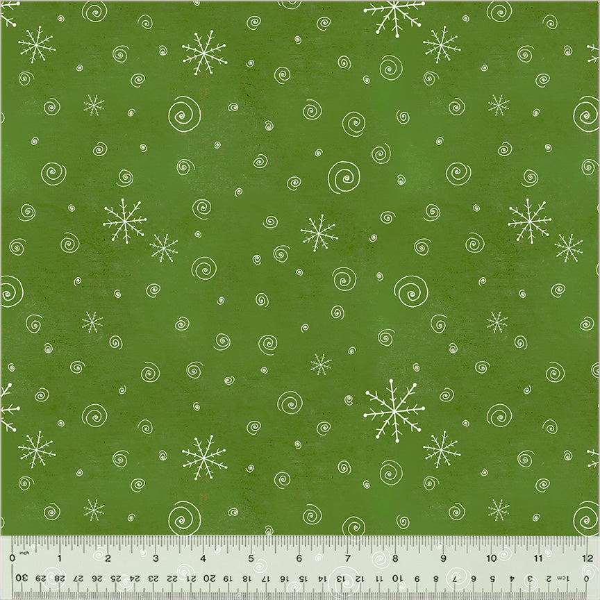 A Very Terri Christmas Snow Flurries Green holiday quilting fabric