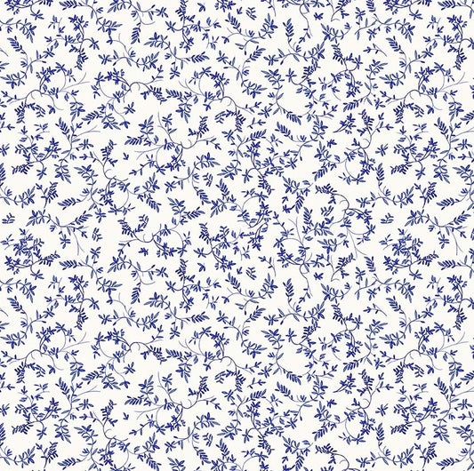 Windham China Blue Flowing Vine 54938-1 White quilting cotton fabric