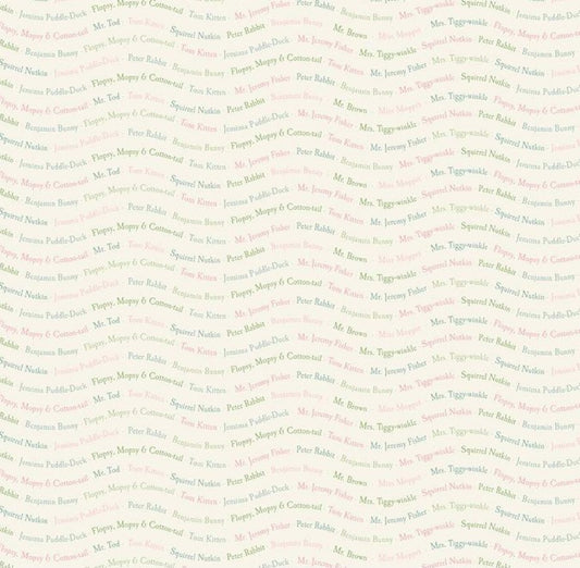 Riley Blake Peter Rabbit Friends Text Cloud fabric