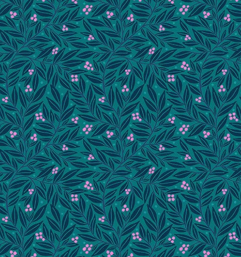 Windham Dayspring Vines and Berries Teal 54802-5 quilting cotton