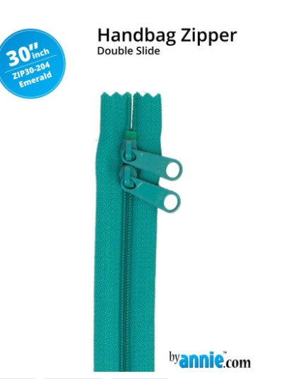 30" Handbag Zippers - Double-slide Emerald Green