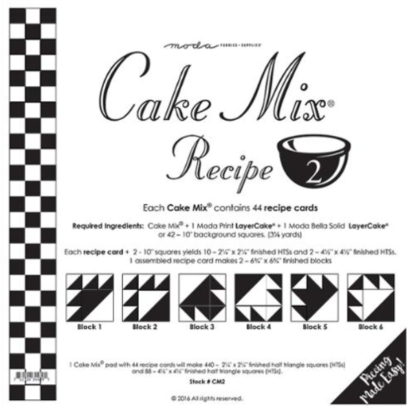 Cake Mix Recipe 2 CM2 44 count paper foundations half square triangle blocks