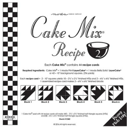 Cake Mix Recipe 2 CM2 44 count paper foundations half square triangle blocks