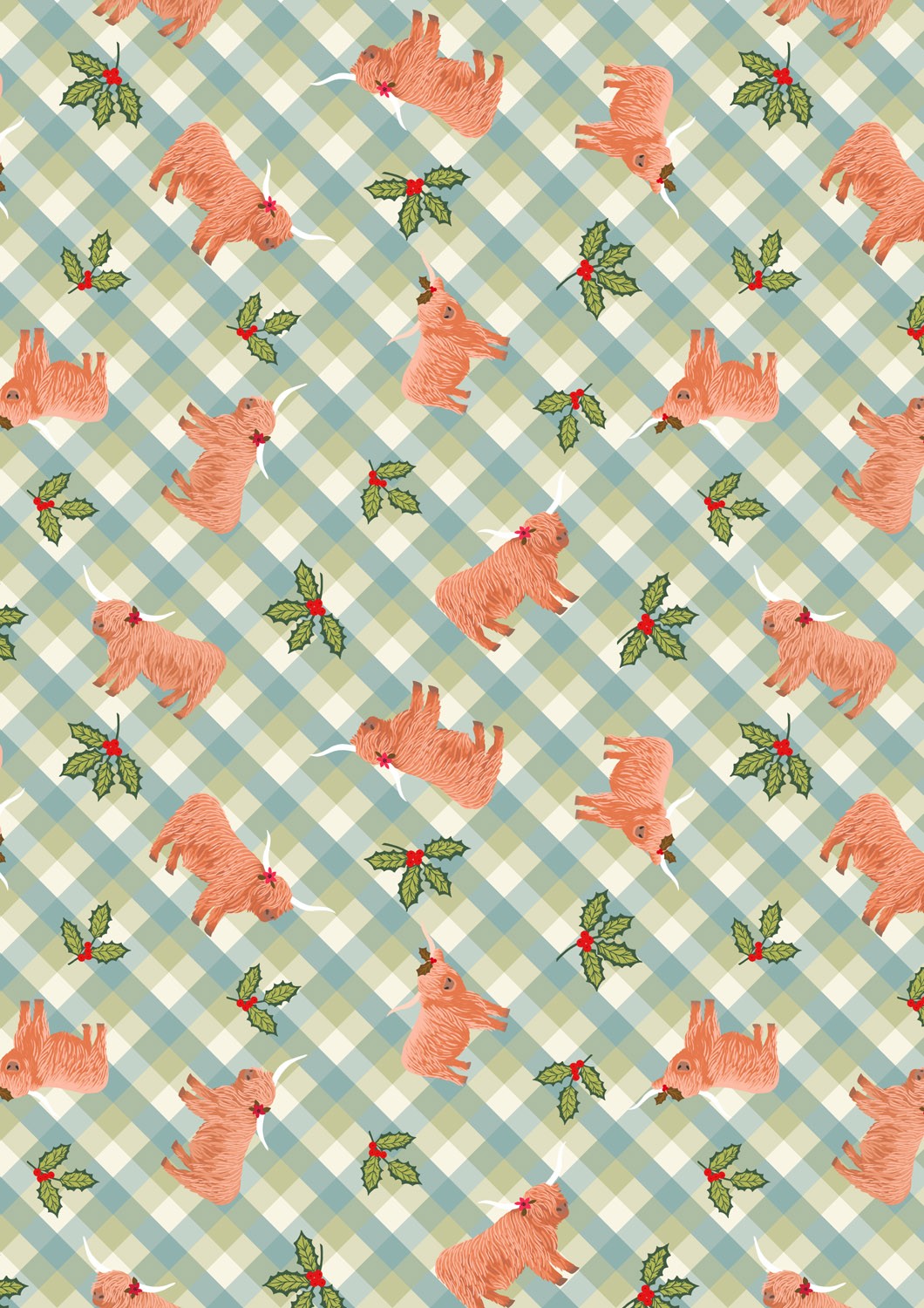 Lewis and Irene - Celtic Christmas - Highlands and holly icy meadow gingham - C135B