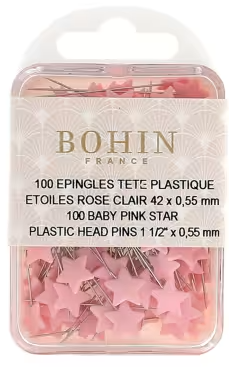 Plastic head pins 1-1/2 inch light pink star 100 count quilting notion