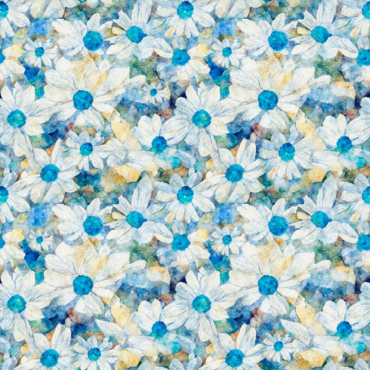 Dancing Blossoms Large Packed Daisies Multi quilting cotton