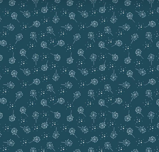 Sweetest Embrace Teal Blowflowers Studio e quilting fabric
