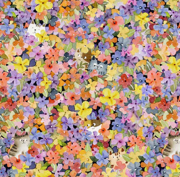 Windham Cats Around Town Peek-a-Boo 55000-1 multicolor cat fabric