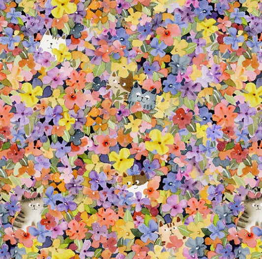Windham Cats Around Town Peek-a-Boo 55000-1 multicolor cat fabric