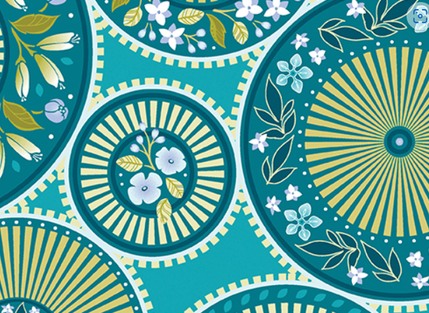 Orchard Teal floral quilting fabric