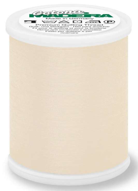 Spool of Madeira Cotona 50wt thread in Wheat, color 733