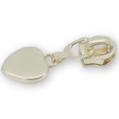 Four #5 heart zipper pulls gold finish bag hardware