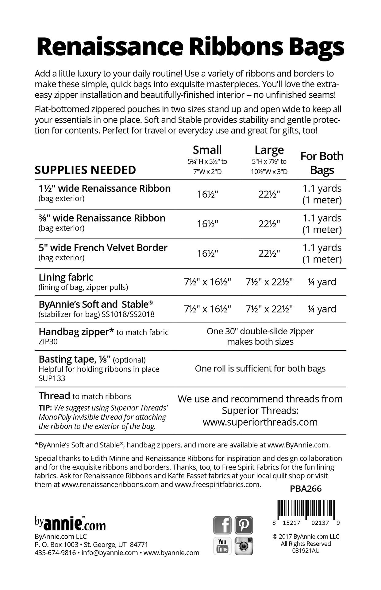 Renaissance Ribbons Bags - Pattern