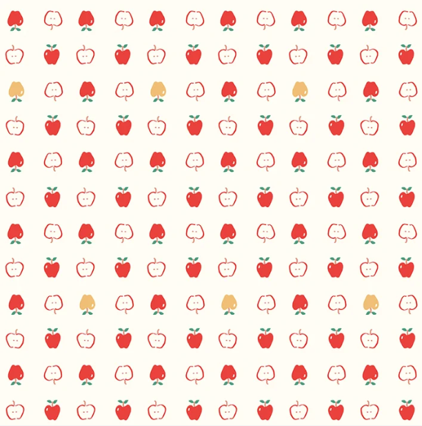 Riley Blake - Minki Kim - Cotton Nook - Apples Vintage White - C17972-VINTAGEWHITE