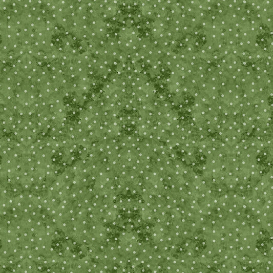 Snowy Greetings Dots Green Christmas quilting cotton by Susan Winget for White Owl Textiles