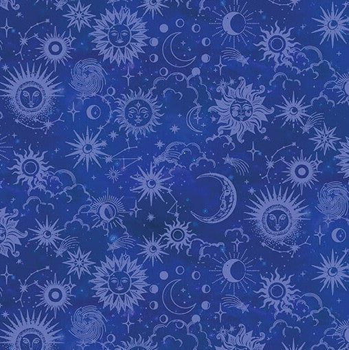 Benartex Celestial Skies Sun Tonal Lapis cotton