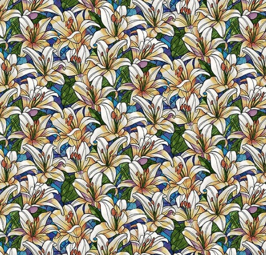 Henry Glass Faith in Full Color 2184-70 Turquoise White quilting cotton
