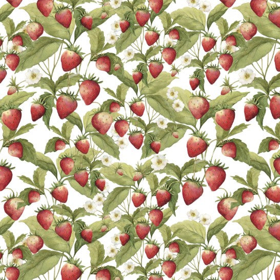 Lumin Fabric - Patchwork Picnic W105-013-036 White - Strawberries