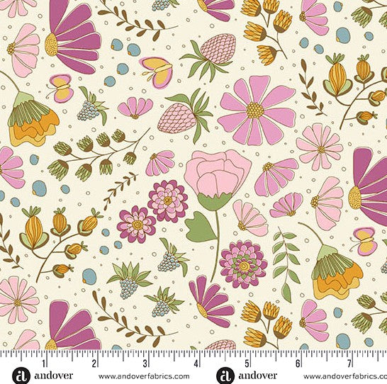 Andover Flourish White 1622L quilting cotton fabric