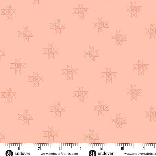 andover Coral Ohio Star 1572O Petals and Stitches by Stephanie Organes