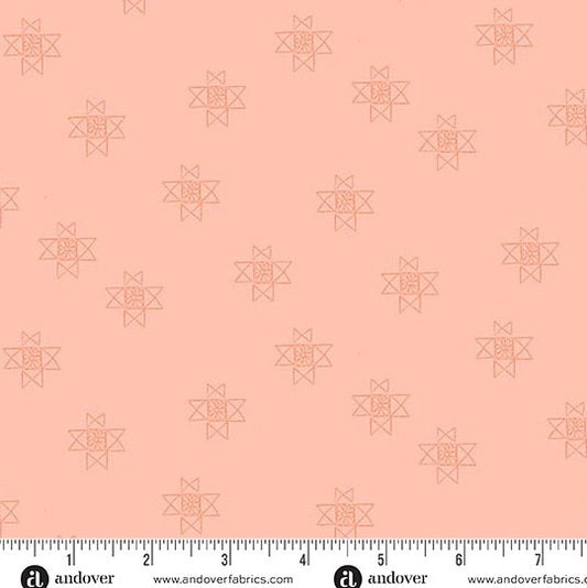 andover Coral Ohio Star 1572O Petals and Stitches by Stephanie Organes