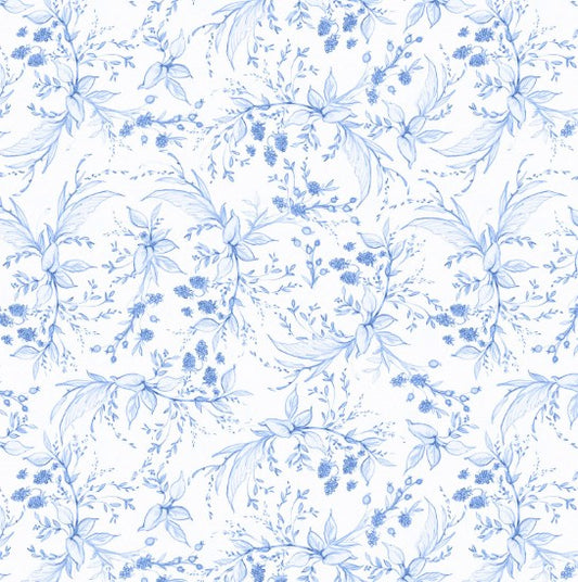 Lumin - Amalfi Coast - Susan Winget - W105-006-055 White/Blue - Berries & Leaves