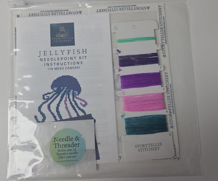 Storyteller Stitchery - Jellyfish Needlepoint Kit - 18 Mesh Canvas