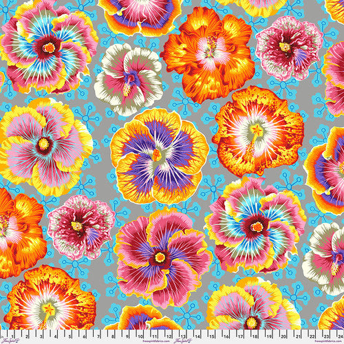 Kaffe Fassett Floating Hibiscus Grey quilting fabric